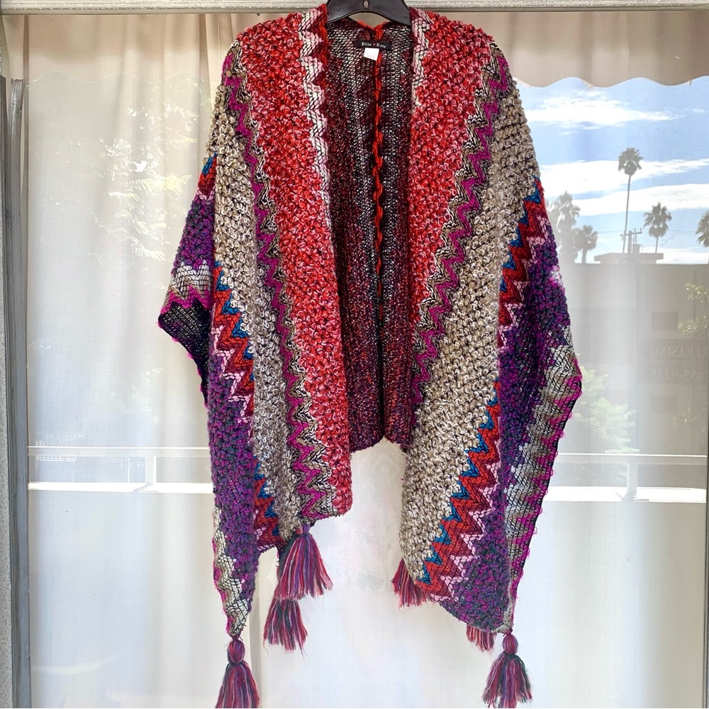Ellie Kate Sweater Poncho Cape - Picture 4 of 15